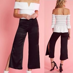 NWT Donna Mizani Juniper side slit palazzo pants L